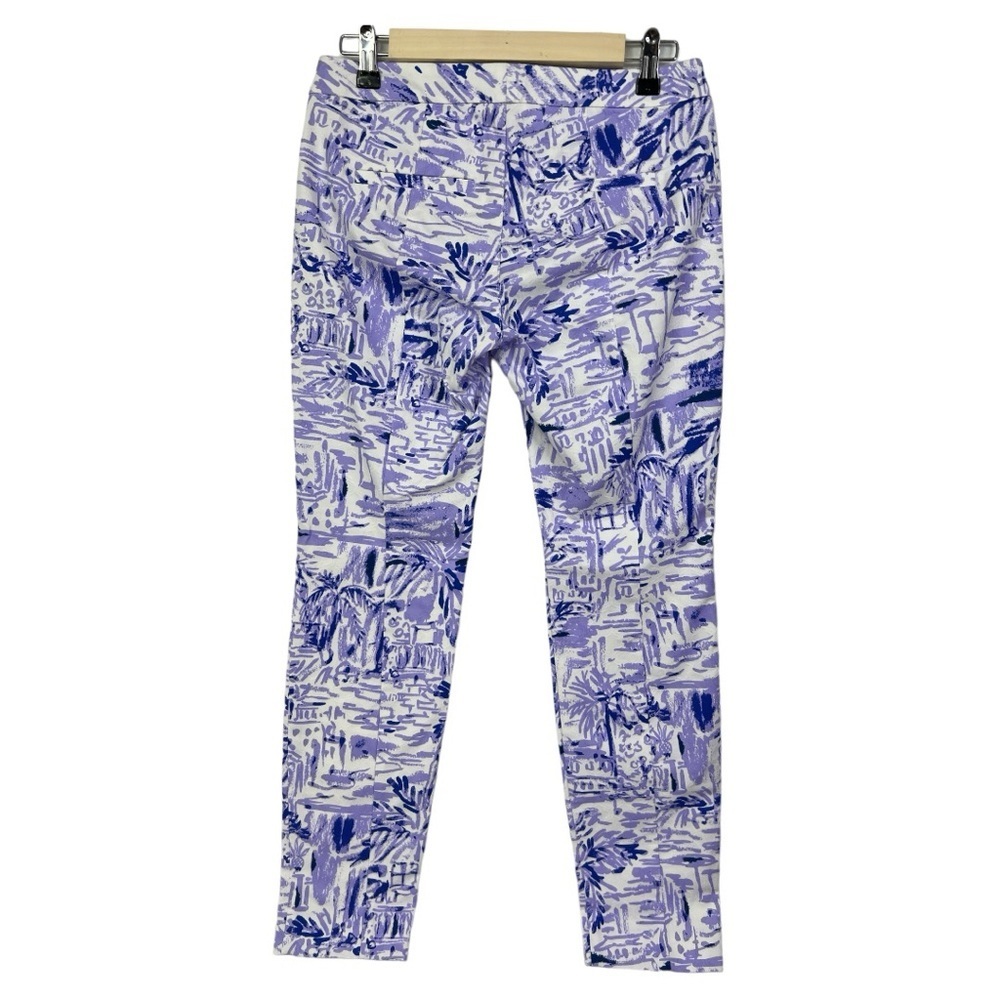 LILLY PULITZER KELLY SKINNY TEXTURE ANKLE PANT LILAC VERBEN ROCK THE DOCK SZ 2 - Picture 3 of 6